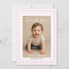 Cartão De Notas Pink Gingham Teddy Bear Neutral Baby Shower