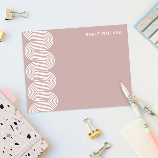 Cartão De Notas Pink Lombard Wavy Lines Modern Stationery Card