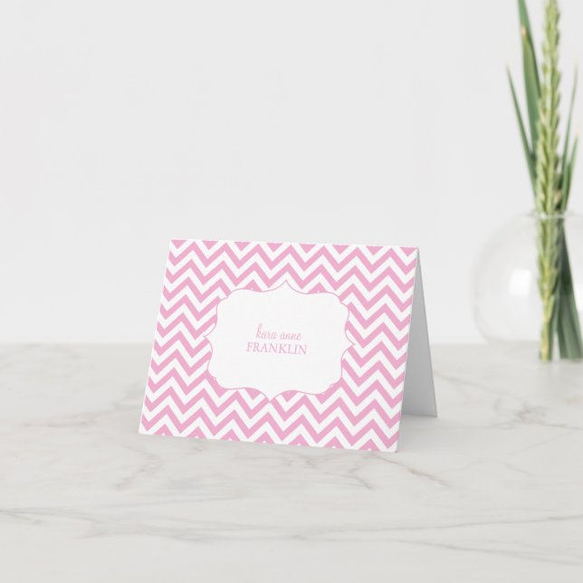 Cartão De Notas Pink Sweet Chevron Personalized Folded (Frente)