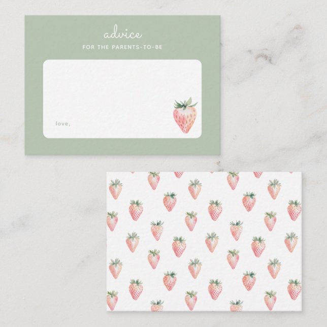 Cartão De Notas Pink Watercolor Strawberry Parenting Advice (Frente/Verso)