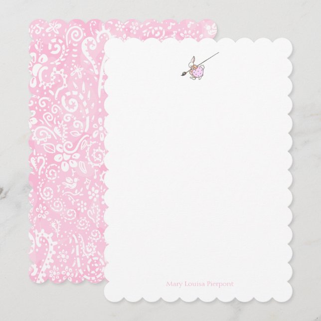 Cartão De Notas Pintor Bunny com paisley (Frente/Verso)