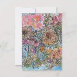 Cartão De Notas Pintura de Aquarela de Jardim Flor Boho
