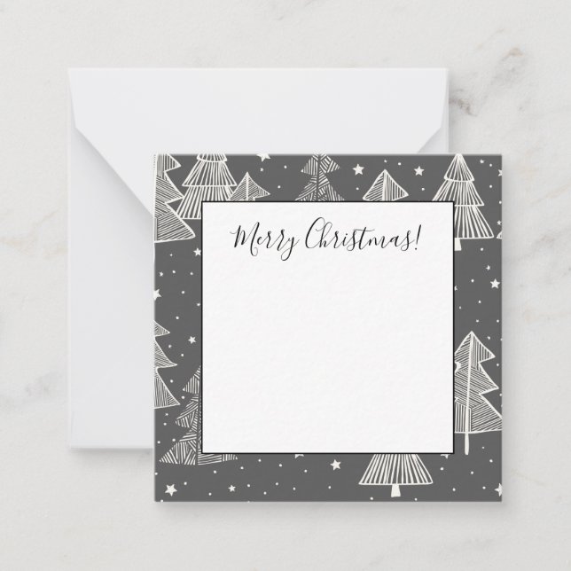 Cartão De Notas Pintura de árvores de Natal em lousa com neve cain (Frente)