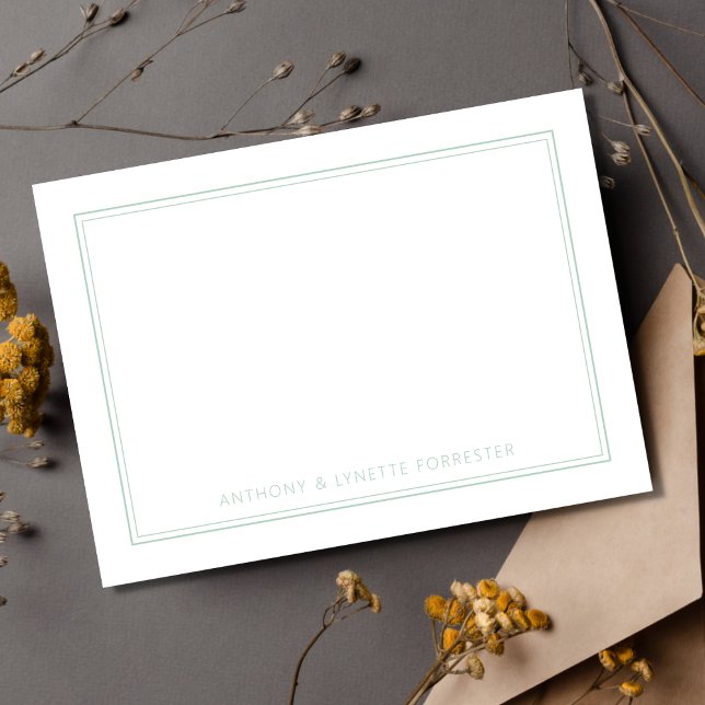 Cartão De Notas Pistachio Clássico de Borda Dupla Verde (Criador carregado)