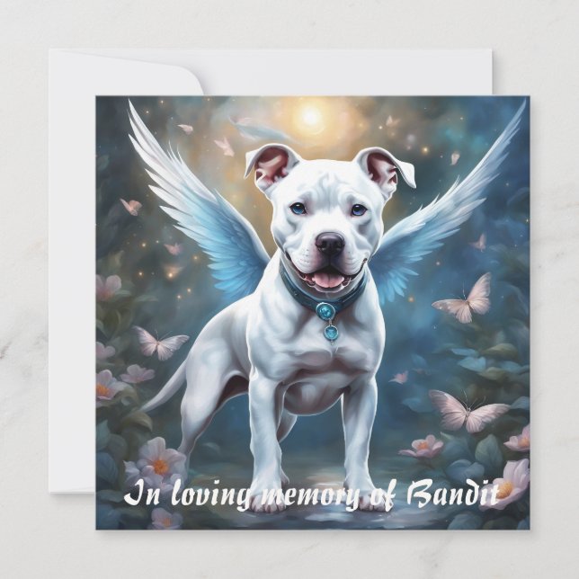 Cartão De Notas Pitbull Memorial Poem White Wings Add Name Gift (Frente)