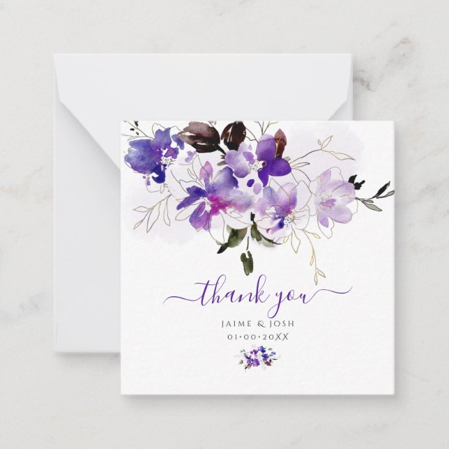 Cartão De Notas PixDezines Watercolor Sweetpeas Violet Purple (Frente)