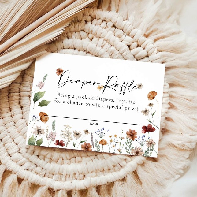 Cartão De Notas Placa Chá de fraldas de Raffle de Fralda Floral (Criador carregado)