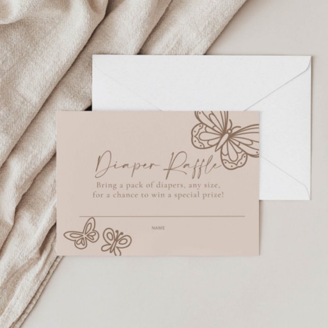 Cartão De Notas Placa Chá de fraldas Raffle Fralda bege (Criador carregado)
