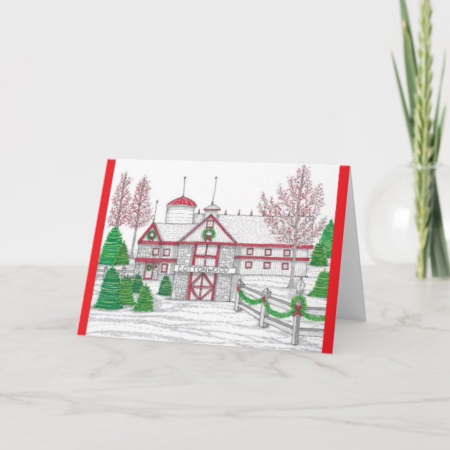 Cartão De Notas Placa de Barn de Férias (Frente)