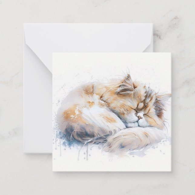 Cartão De Notas Placa de Cat de Aquarela (Frente)