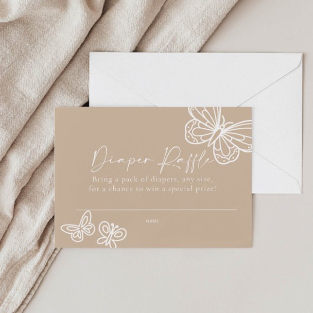 Cartão De Notas Placa de Chá de fraldas Raffle Fralda Boho Beige (Criador carregado)