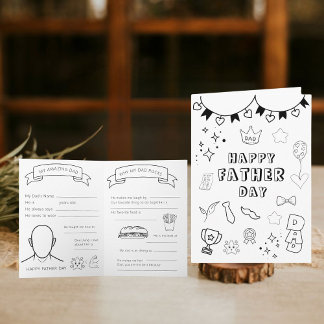 Cartão De Notas Placa de Dia de os pais Feliz para Coloração Impri