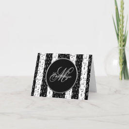 Cartão De Notas Placa de distribuição musical preto e branco monog
