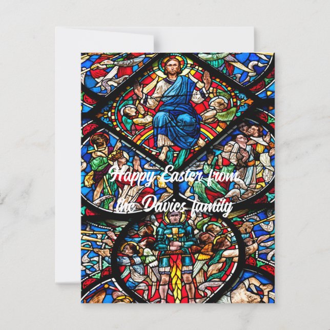 Cartão De Notas Placa de Felz pascoa de vidro com texto editável (Frente)