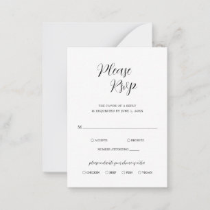 Cartão De Notas Placa de Mini RSVP de Casamento Contemporâneo Simp