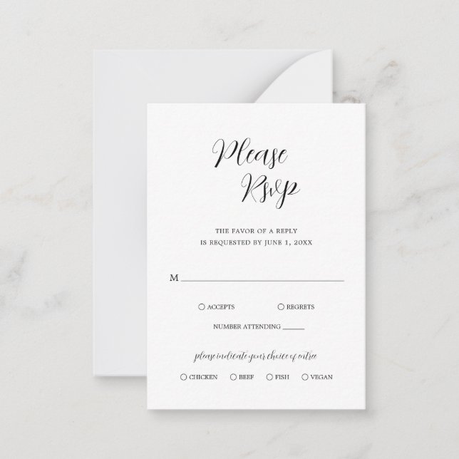Cartão De Notas Placa de Mini RSVP de Casamento Contemporâneo Simp (Frente)