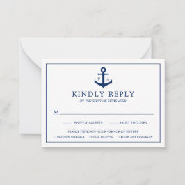 Cartão De Notas Placa de Mini RSVP de Casamento Náutico Anchor Mon