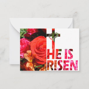 Cartão De Notas Placa de Nota da Páscoa Floral "Ele Está Risen"