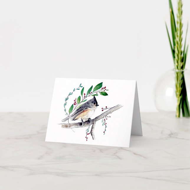Cartão De Notas Placa de Nota de Aquarela com Titular Tufado (Tufted Titmouse Watercolor Blank Note Cards from Jenn Steffen Art)