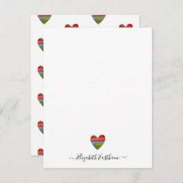 Cartão De Notas Placa de Nota de Coração Simples com Script Girly