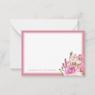 Cartão De Notas Placa de Nota de Nome Personalizado de Rosas Cor-d
