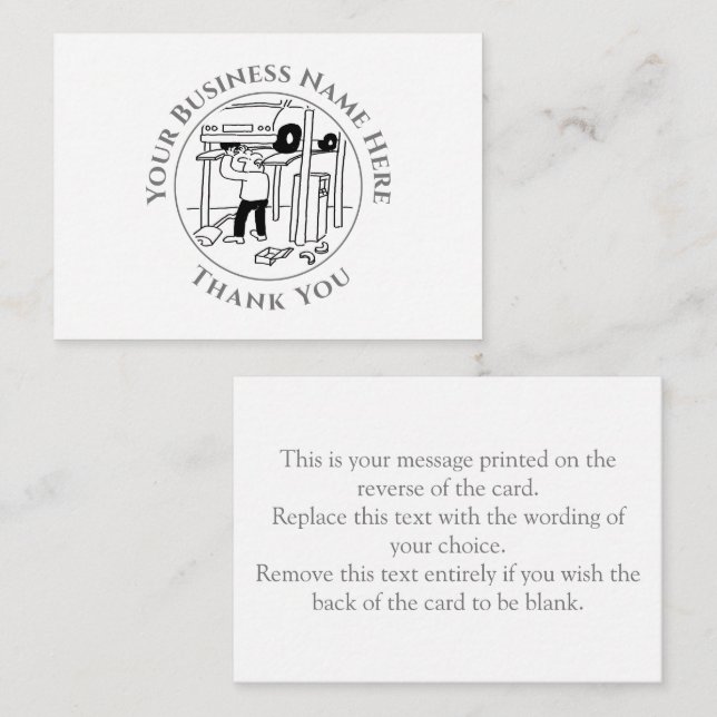 Cartão De Notas Placa de Nota de Obrigado Mecânica de Garagem (Frente/Verso)