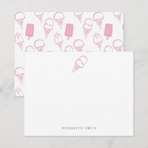 Cartão De Notas Placa de Nota de Papel de Carta de Sorvete Rosa