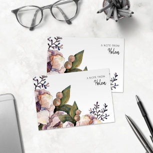 Cartão De Notas Placa de Nota de Rosas de Aquarela de Pêssego Sua