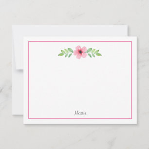 Cartão De Notas Placa de Nota de Troca Floral de Cores d'Água Rosa