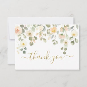 Cartão De Notas Placa de Nota do Blush Floral Obrigado