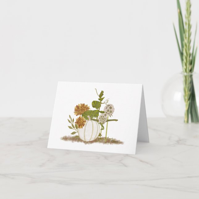 Cartão De Notas Placa de Nota Dobrada Floral Pumpkin (Frente)