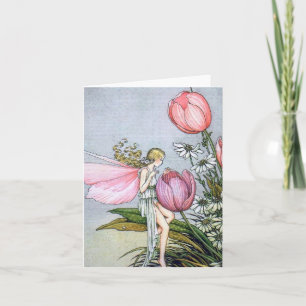 Cartão De Notas Placa de Nota Dobrada Ilustração de Tulipas de Fad