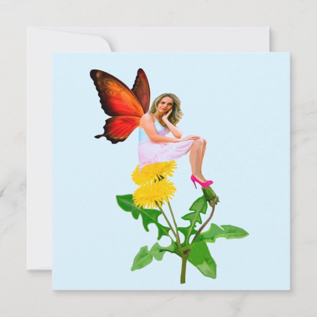 Cartão De Notas Placa de Nota Fada em Dandeliões Brancos (Frente)