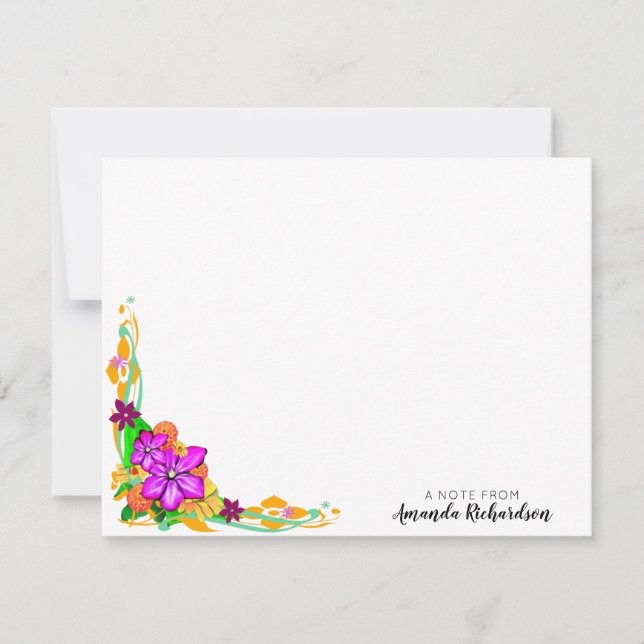 Cartão De Notas Placa de Nota Floral Elegante, Magia e Negrito (Frente)