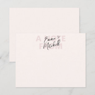 Cartão De Notas Placa de Nota Personalizada de Coração de Script M