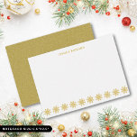 Cartão De Notas Placa de Nota Personalizada do Floco de Neve Doura<br><div class="desc">Um notável floco de neve de ouro para personalizar com seu nome.</div>