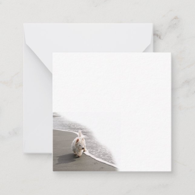 Cartão De Notas Placa de Nota Plana de Foto Westie Beachcombing (Frente)