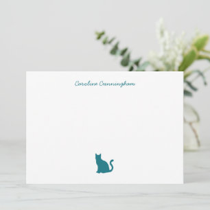 Cartão De Notas Placa de Nota Plana de Gato Aqua Elegante Minimali