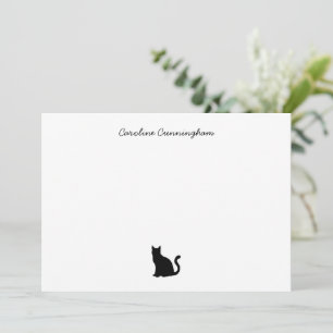 Cartão De Notas Placa de Nota Plana de Gato Preto Minimalista