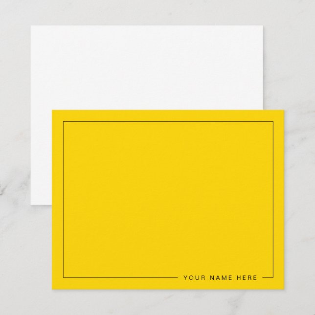 Cartão De Notas Placa de Nota Plana Dourada Moderna Personalizada (Frente/Verso)