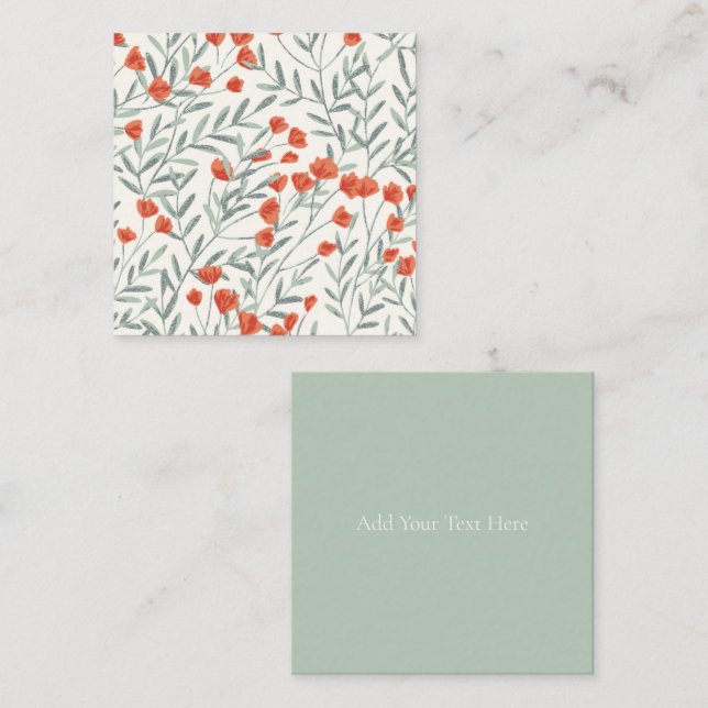 CARTÃO DE NOTAS PLACA DE NOTA PLANA: FLORAL: PEQUENAS FLORES VERME (Frente/Verso)