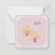 Placa de Nota Plana "Hello" Phalaenopsis
