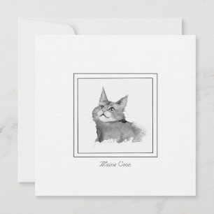 Cartão De Notas Placa de Nota Plana Ilustração de Gato de Maine Co