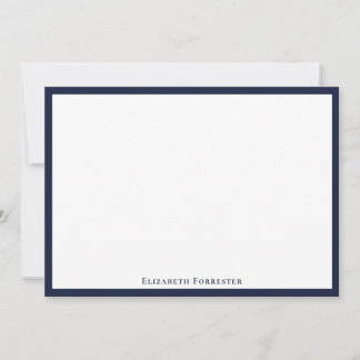 Cartão De Notas Placa de Nota Plana Moderna Elegante Azul Denim