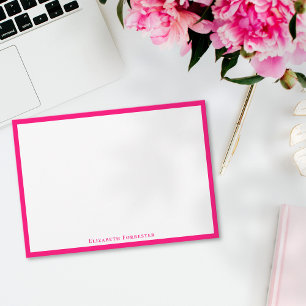 Cartão De Notas Placa de Nota Plana Moderna Elegante Rosa Magenta