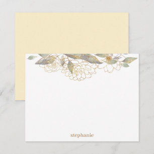 Cartão De Notas Placa de Nota Plana Personalizada das Flores Doura