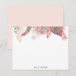 Cartão De Notas Placa de Nota Plana Personalizada Floral de Boho R