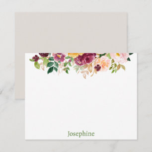Cartão De Notas Placa de Nota Plana Personalizada Floral de Cores 