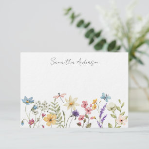 Cartão De Notas Placa de Nota Plana Personalizada Floral de Flor S