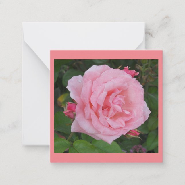 Cartão De Notas Placa de Nota Plana Rosa Clássica (Frente)